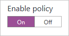 Screenshot of the New page with Enable policy set to On.