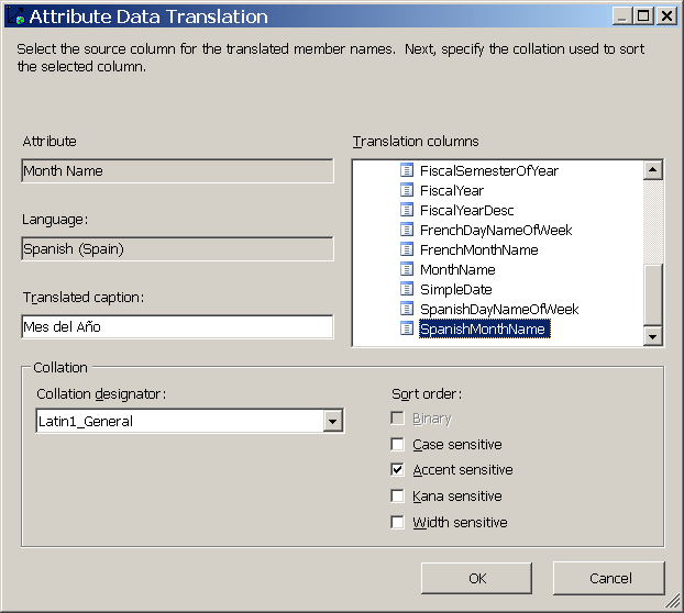 Attribute Data Translation dialog box Attribute Data Translation dialog box