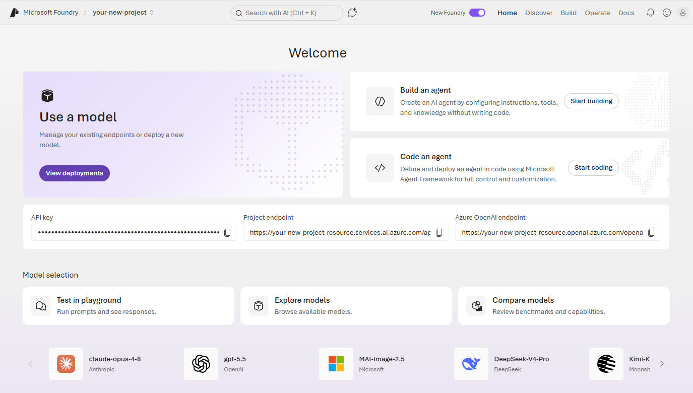 Screenshot of the new Foundry homepage