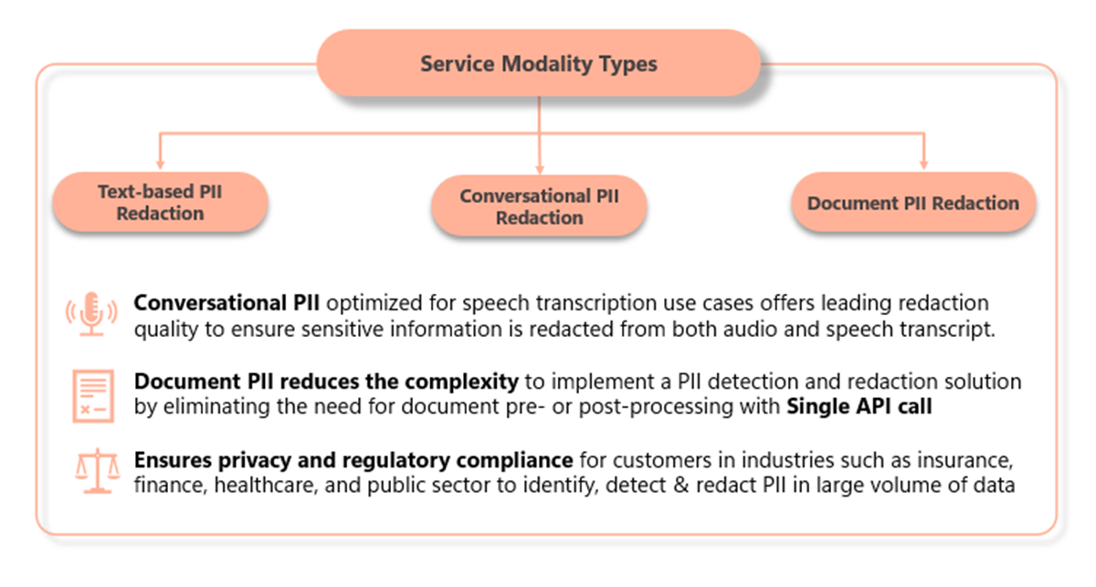 Screenshot of PII feature types diagram.