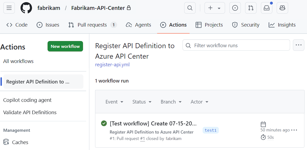 Screenshot showing successful workflow run in GitHub.