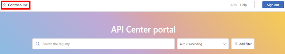 Screenshot of custom name in API Center portal.
