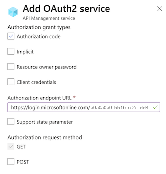 Screenshot of the authorization settings dialog box.