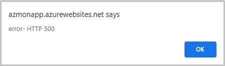 Screenshot showing HTTP 500 error.
