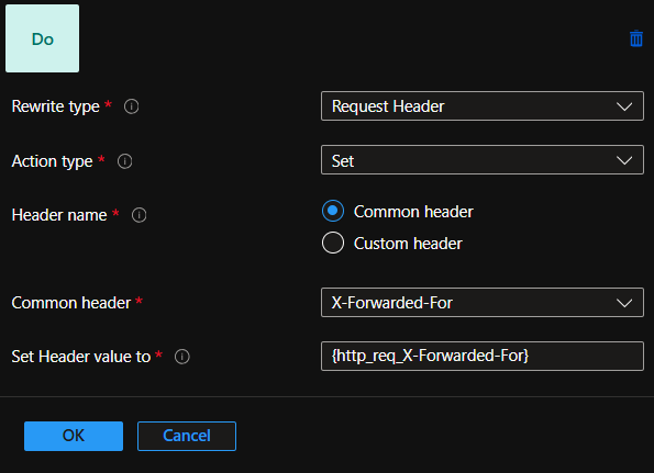A screenshot showing the removal of in-line proxy IP from XFF header.