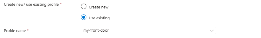 Screenshot showing use of existing profile in the App Configuration store.