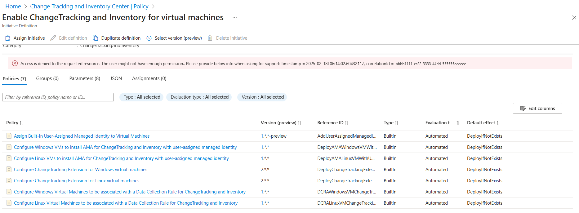 Screenshot that shows selecting three policies.