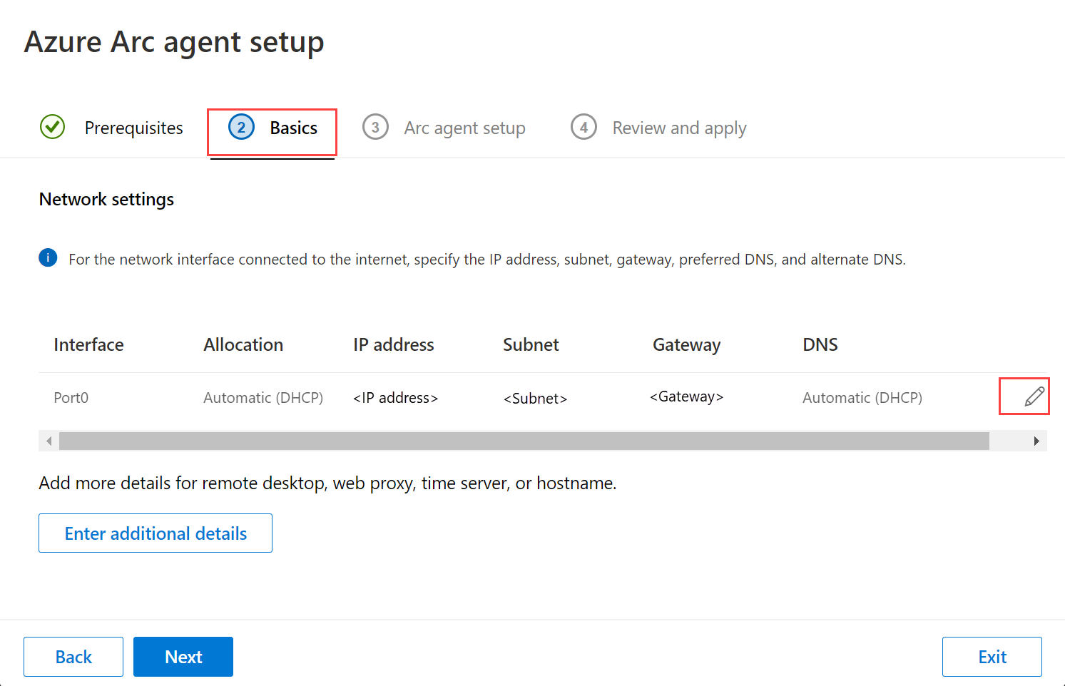 Screenshot of the Basics tab in the Configurator app for Azure Local.