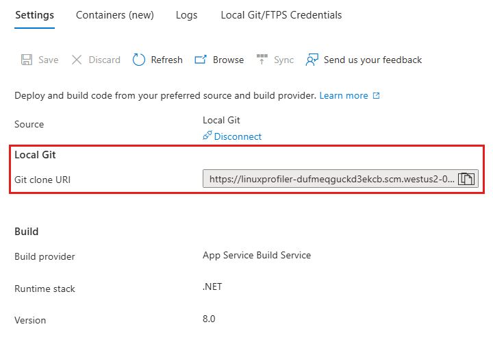 Screenshot that shows setting up the local Git repository.