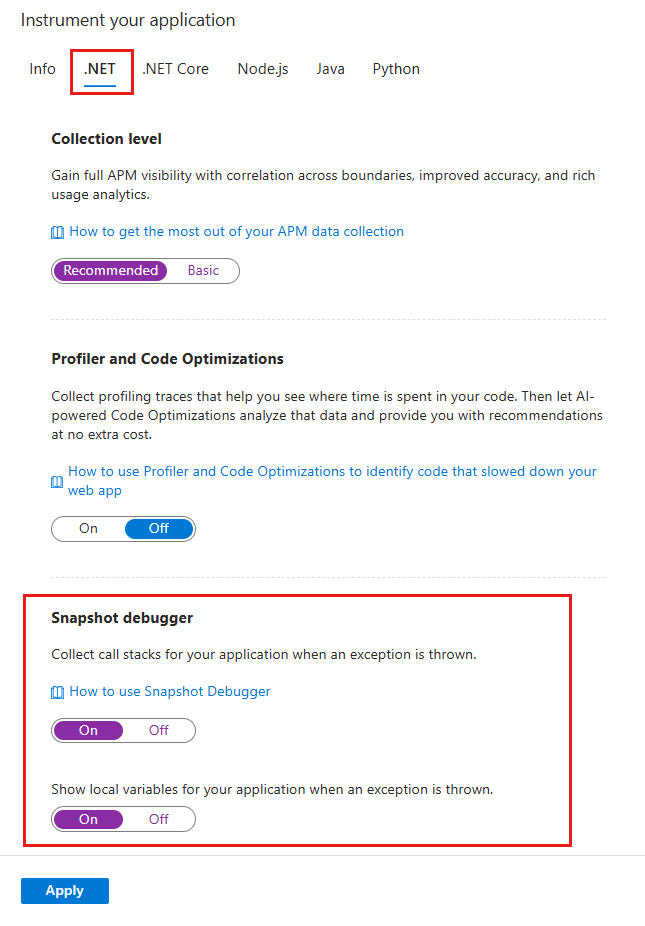 Screenshot showing how to add Application Insights site extension.
