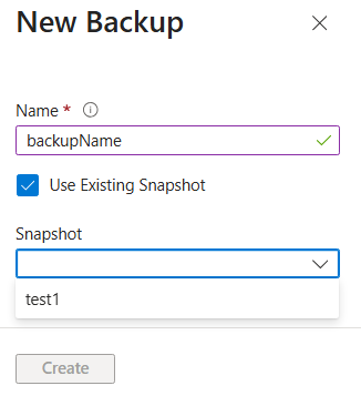 Screenshot that shows the New Backup window.