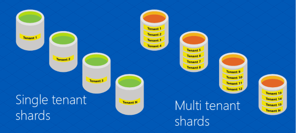 Diagram of Single and multitenant databases.