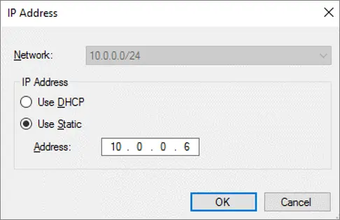 Screenshot showing how to edit the static IP address for the cluster.