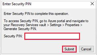 Screenshot that shows entering the security PIN to delete backup items from the MABS and DPM management console.
