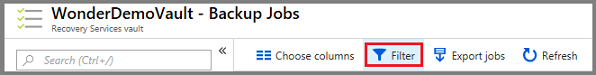 Screenshot that shows the filter for backup jobs.