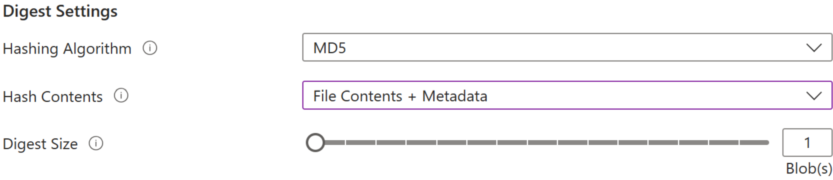 Screenshot of managed application provisioning that displays the digest settings.