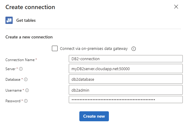 Screenshot shows the connection pane for cloud-based databases.