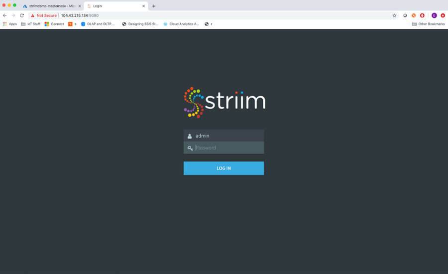Screenshot of the Striim sign-in page.