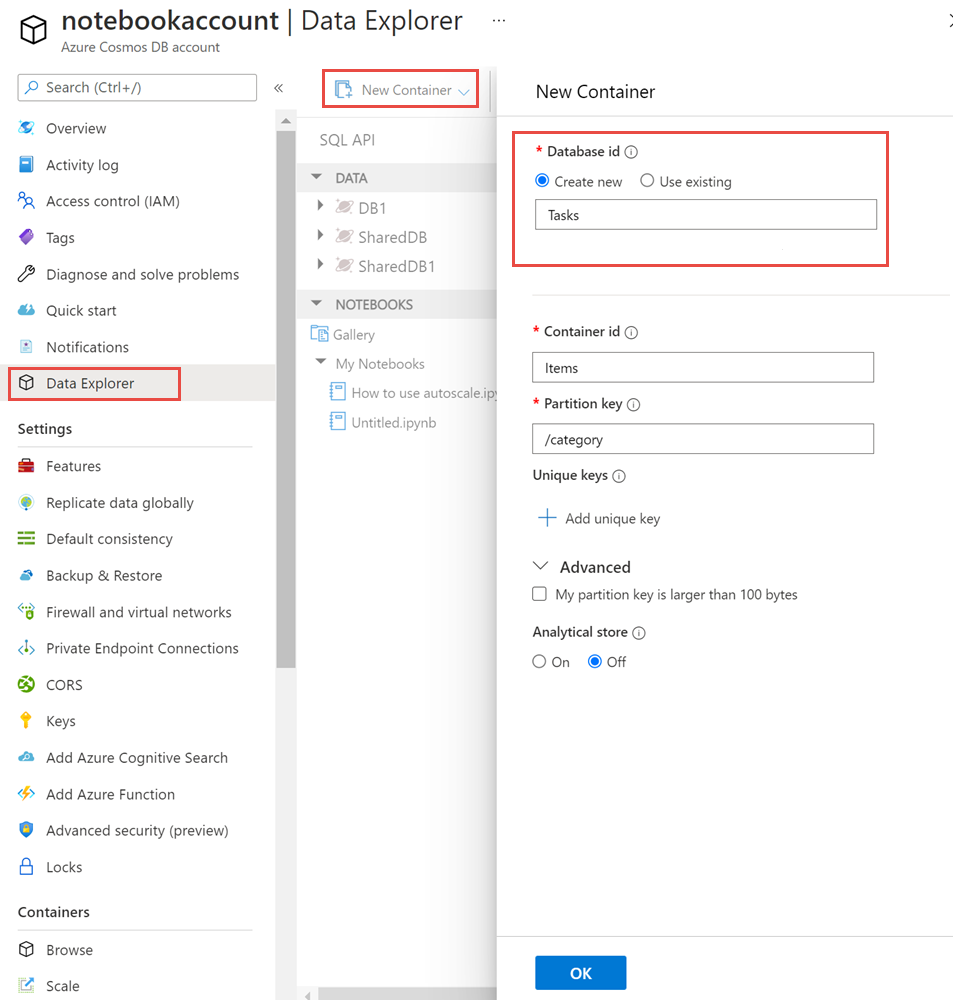 Screenshot of New Database dialog box