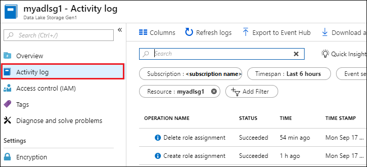 Activity log Activity log