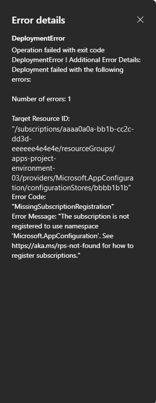 Screenshot showing a failed deployment of an environment with the See Details button displayed.