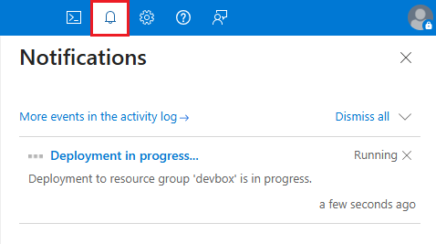Screenshot that shows the Notifications pane in the Azure portal.