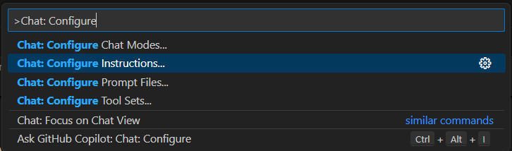 Screenshot of typing in the Visual Studio Code command palette.