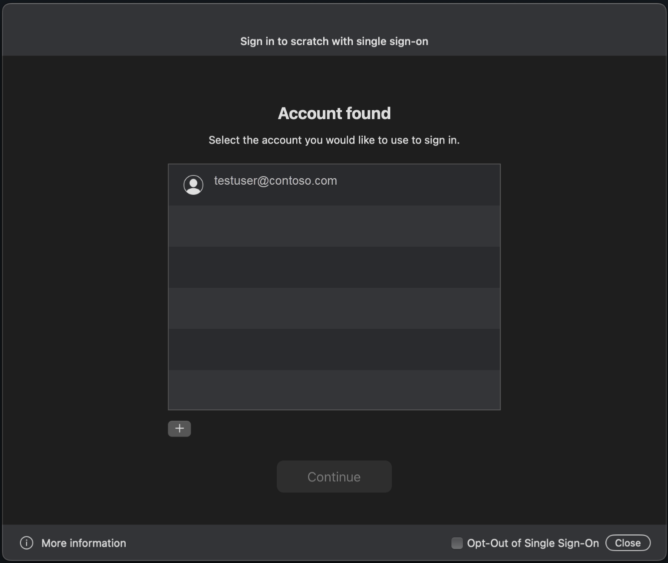 A screenshot that shows the macOS sign-in experience when using a broker-enabled InteractiveBrowserCredential instance to authenticate a user.