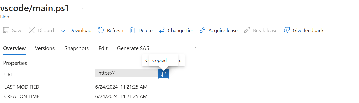 Screenshot showing the application folder URI for use in this deployment.