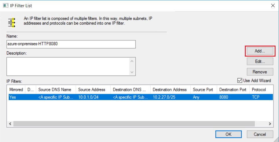 Screenshot of adding a second IP filter entry.