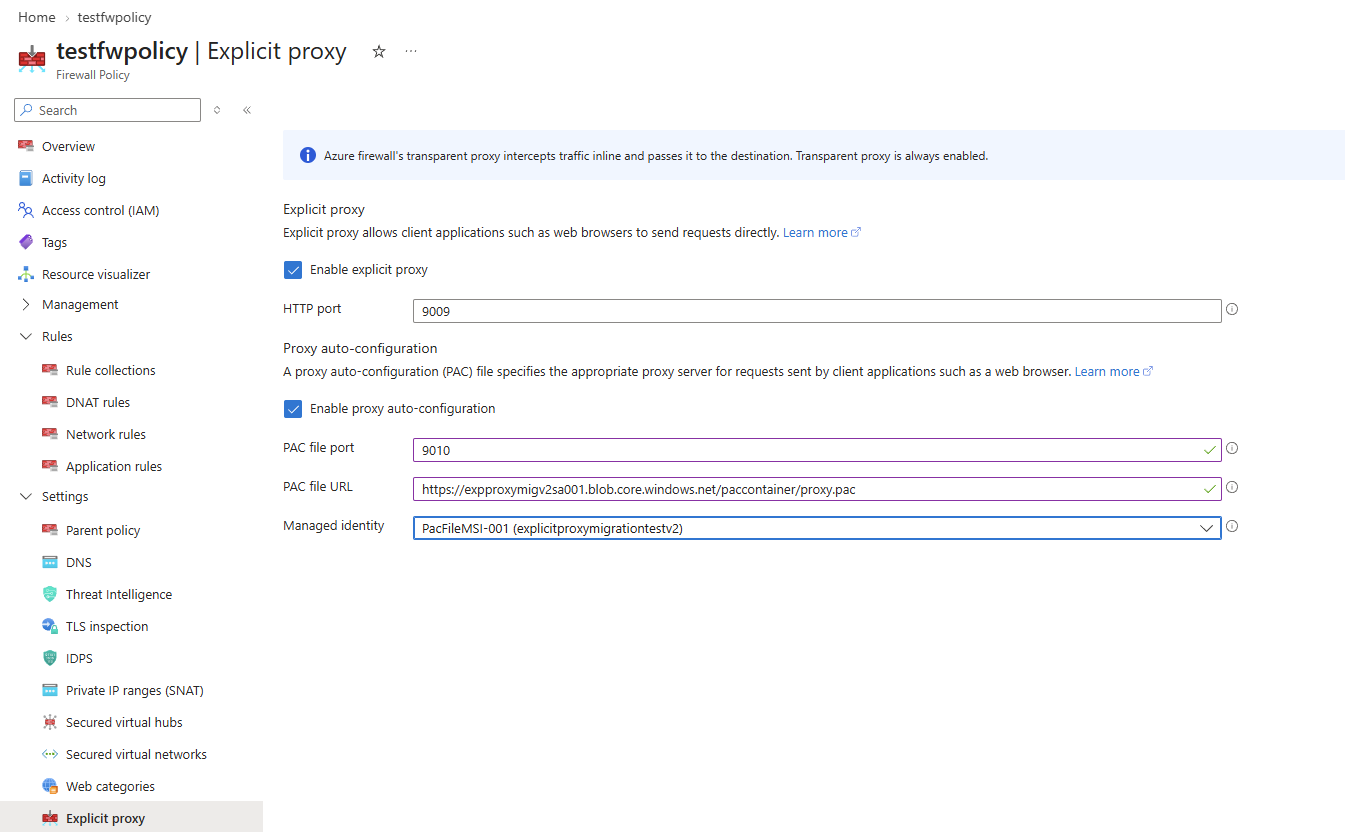Screenshot showing how to update managed identity.