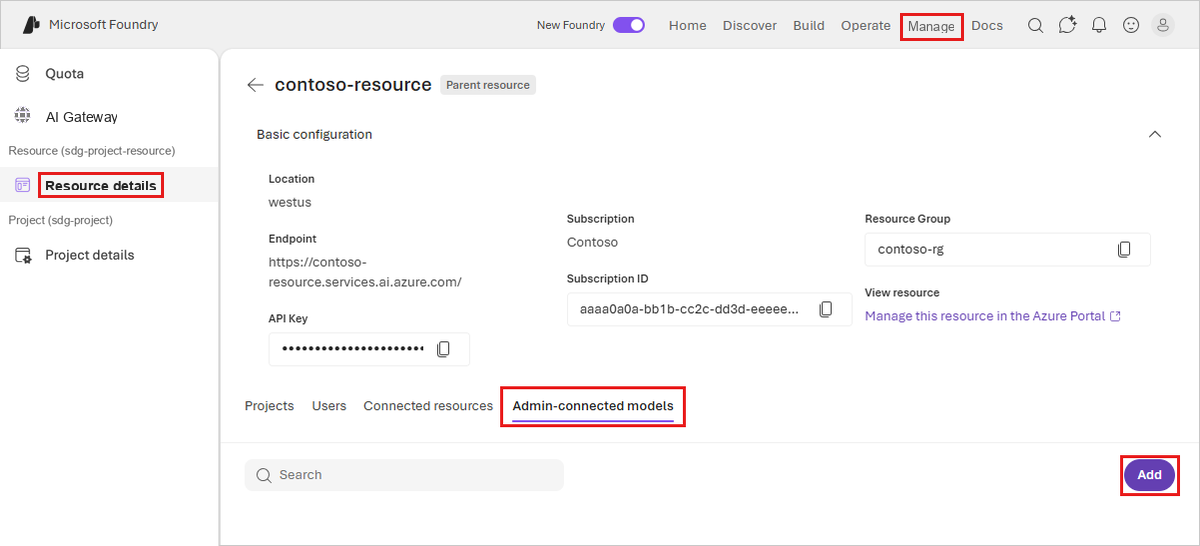 Screenshot of external models in the Foundry portal.