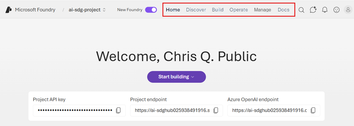 Screenshot of home page of the current Foundry portal.