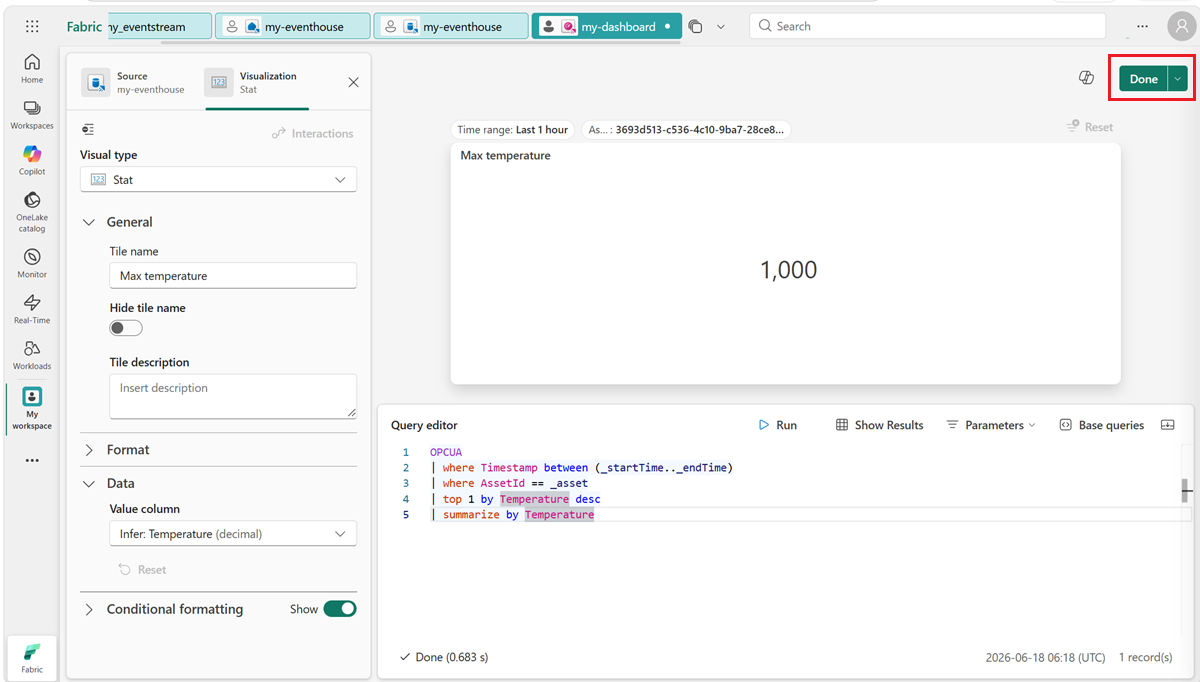Screenshot of adding a stat visual.
