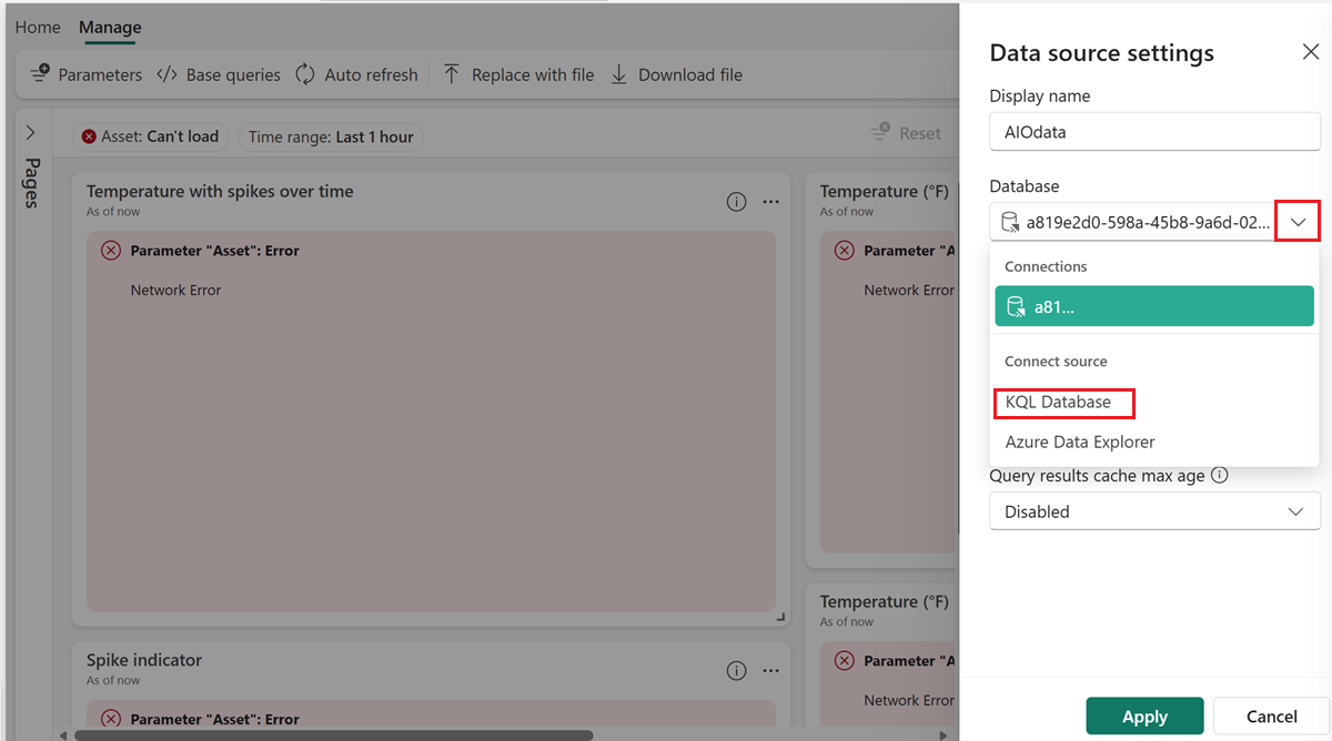 Screenshot of the buttons to connect a data source.