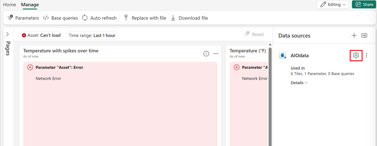 Screenshot of the buttons to open the data source settings.