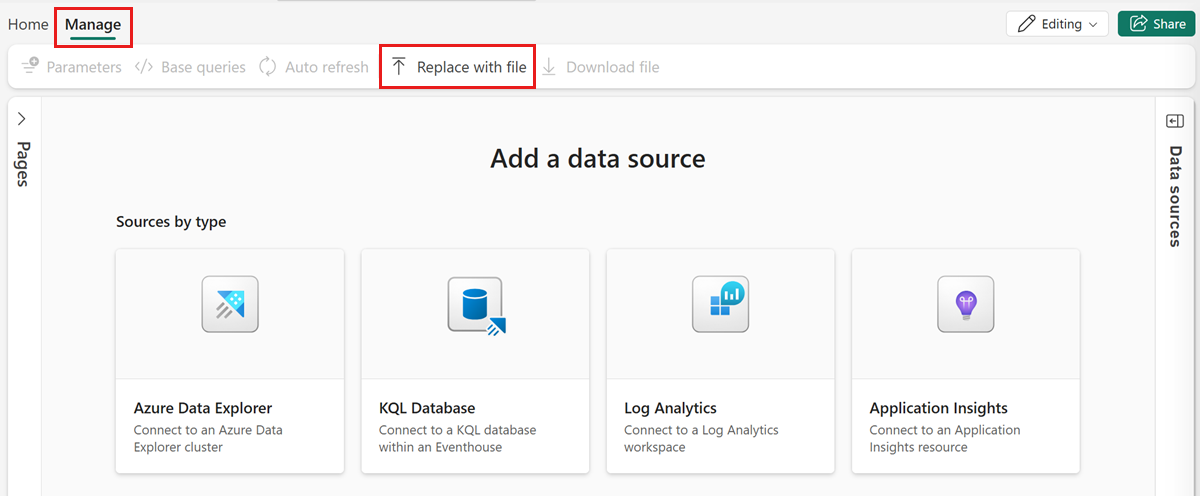 Screenshot of the buttons to upload a file template.