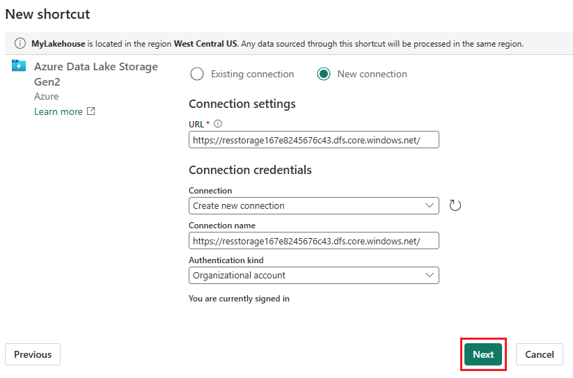 A screenshot showing how to configure the URL of the shortcut.