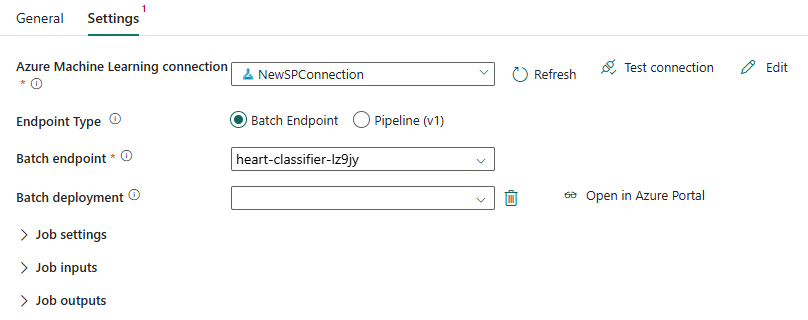 A screenshot showing how to select an endpoint once a connection is configured.