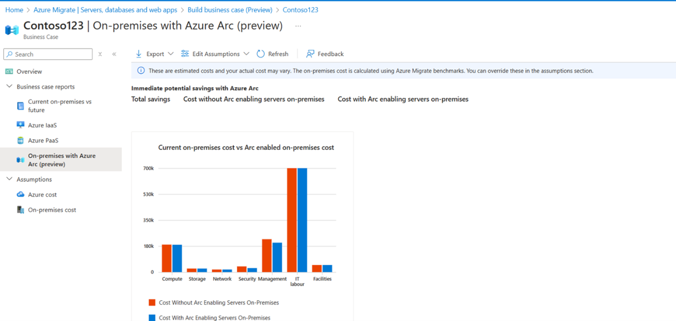 Screenshot that shows a comparison of on-premises servers with and without Azure Arc.