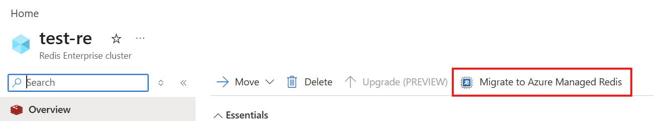 Screenshot showing the migration tooling in the Azure portal.
