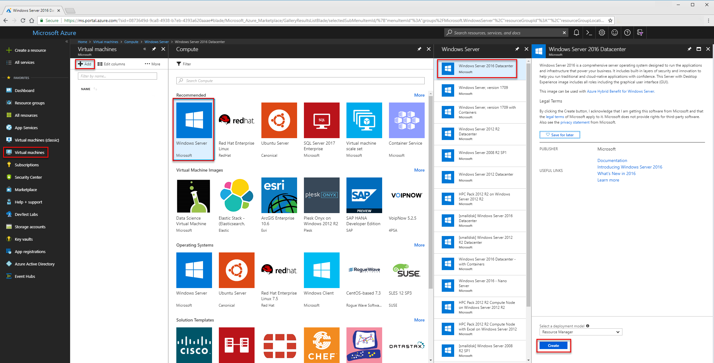 Screenshot of the Azure portal showing the Create a virtual machine blade with configuration options.