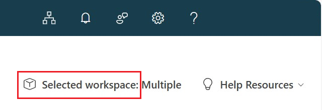 Screenshot of the KQL queries information bar showing a button to select the workspace.
