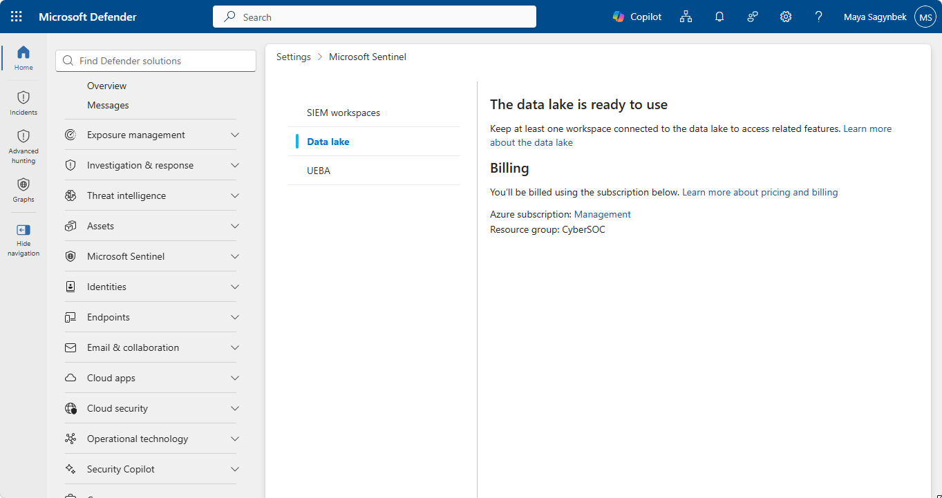 A screenshot showing the data lake setup completion page.
