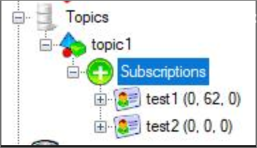 62 messages in the dead-letter queue for the test1 subscription.