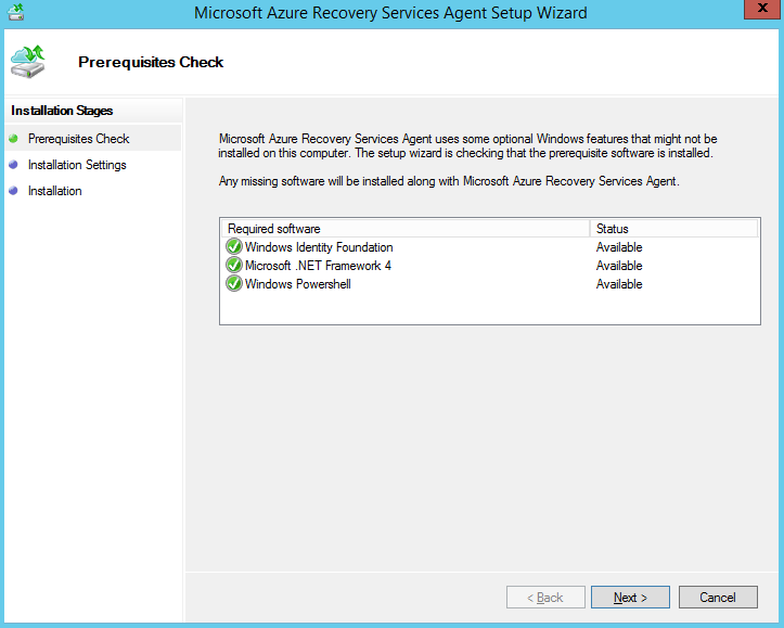 Screenshot of Install agent.