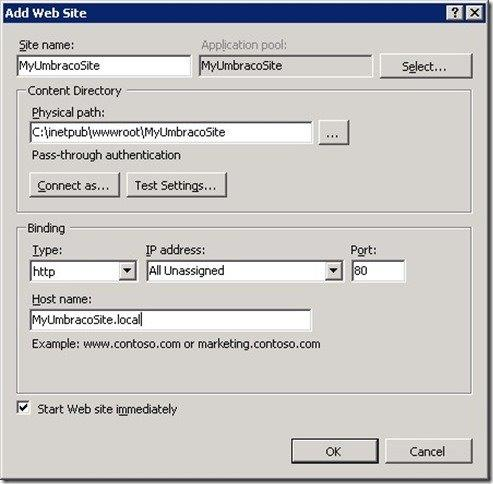 Screenshot that shows setting the TLS/SSL binding.