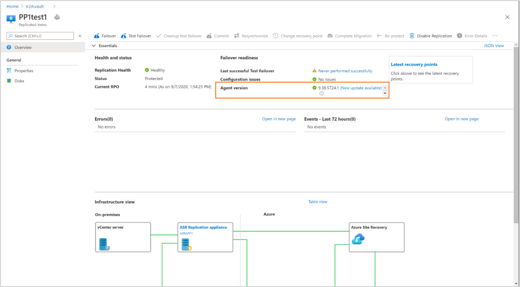 Manual update of mobility agent on a single protected items.