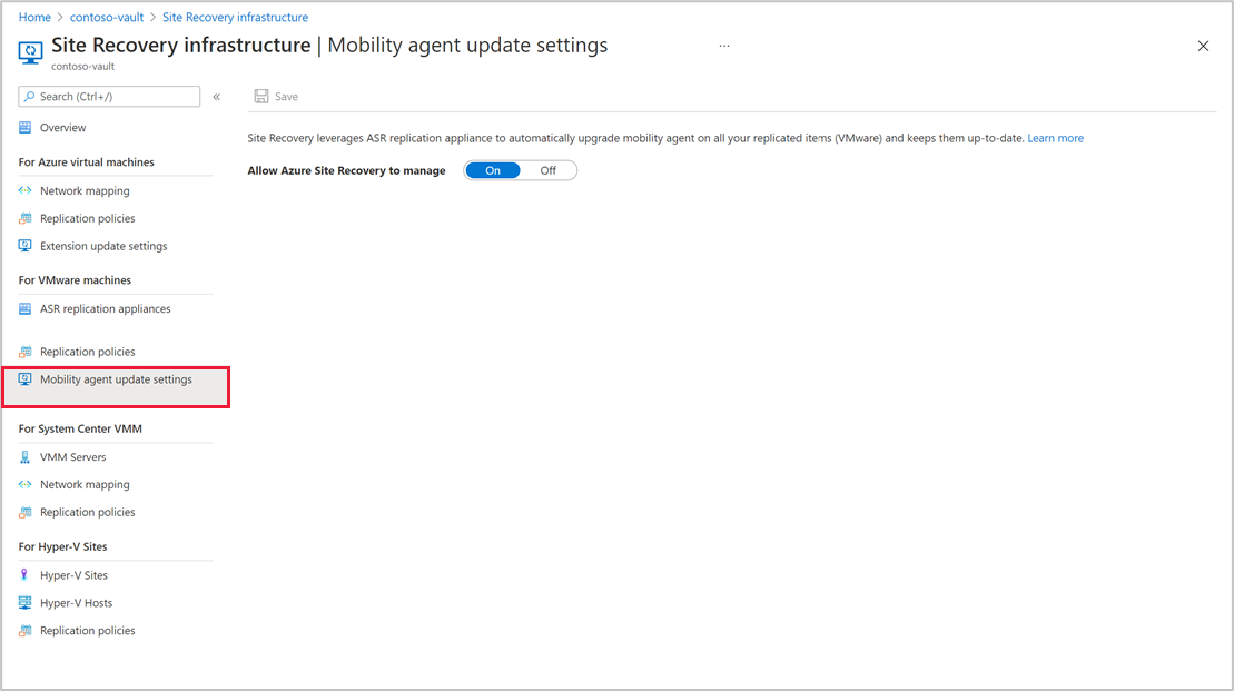 Automatic updates on for Mobility agent.