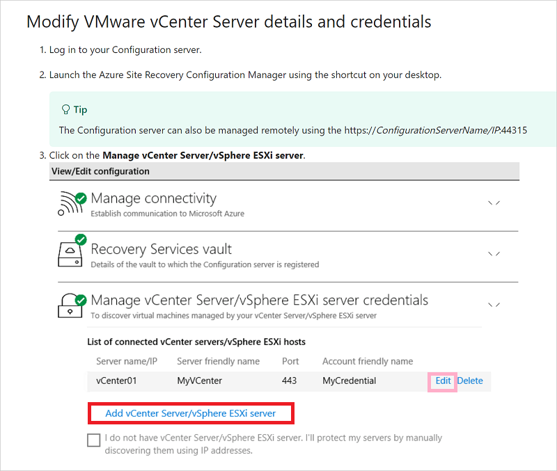 Screenshot that shows modifying VMware.